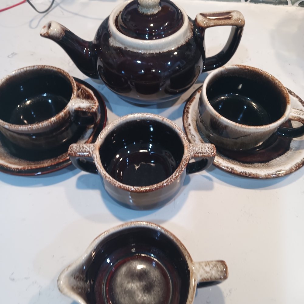Elegant Brown Ceramic Tea Set